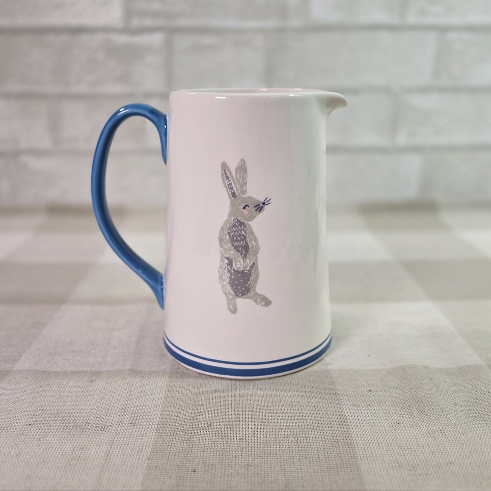 Grace Fine Porcelain Bunny Rabbit Blue Pitcher - Picture 3 of 6